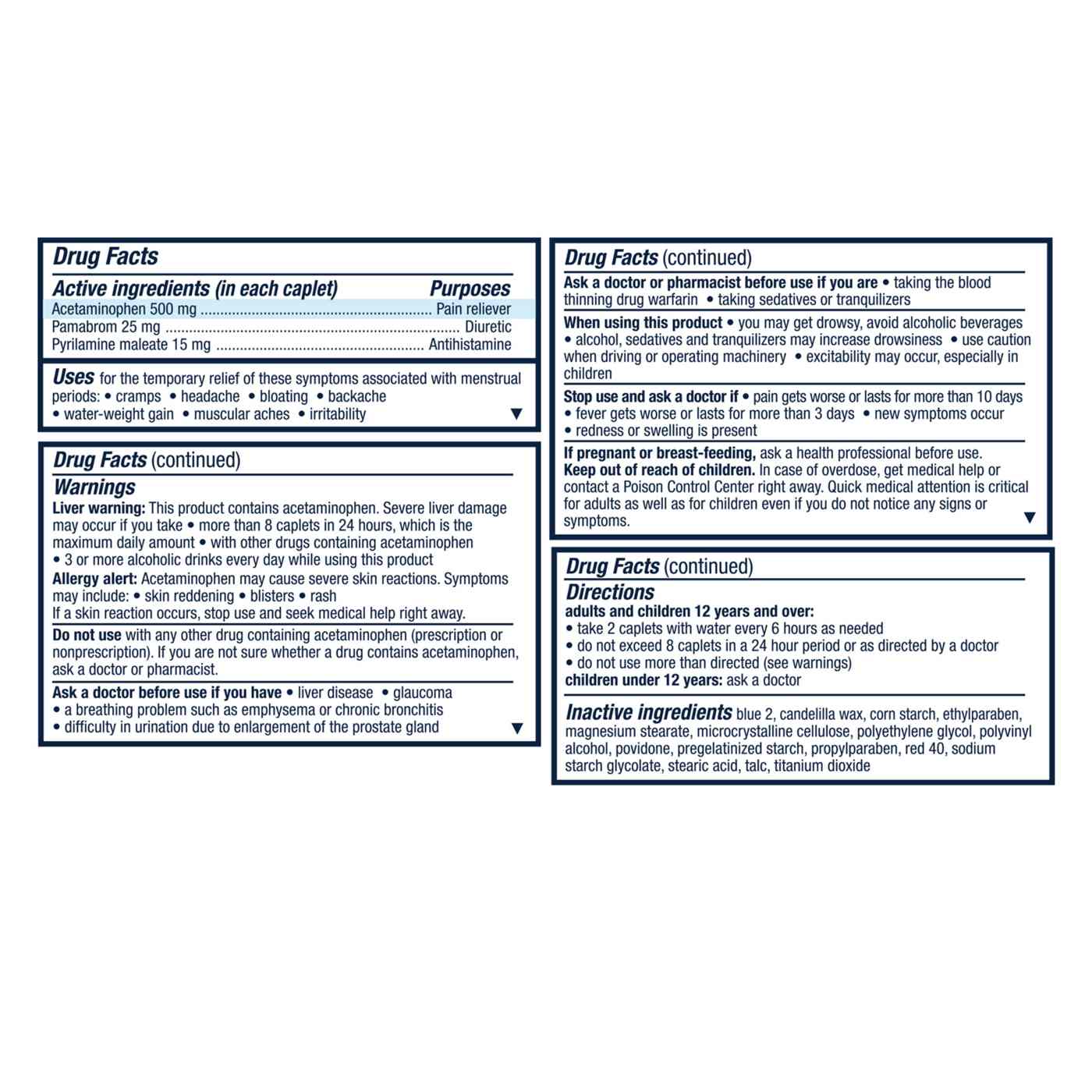 Pamprin Multi Symptom Menstrual Pain Relief Coated Caplets; image 7 of 7