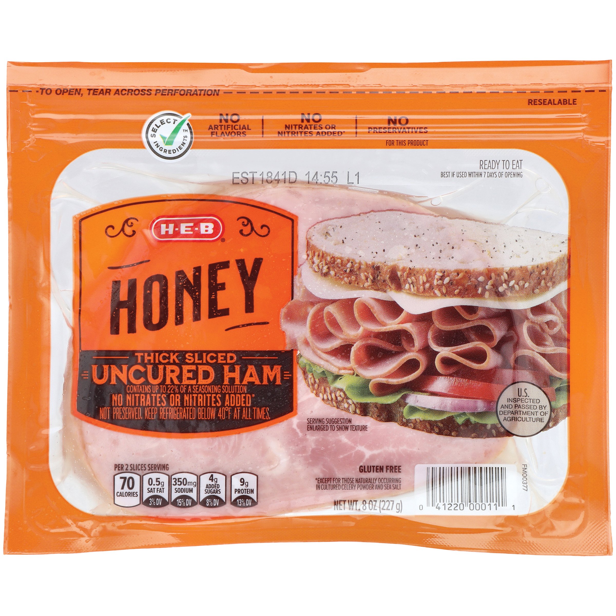 HEB Select Ingredients Thick Sliced Honey Ham Shop Meat at HEB