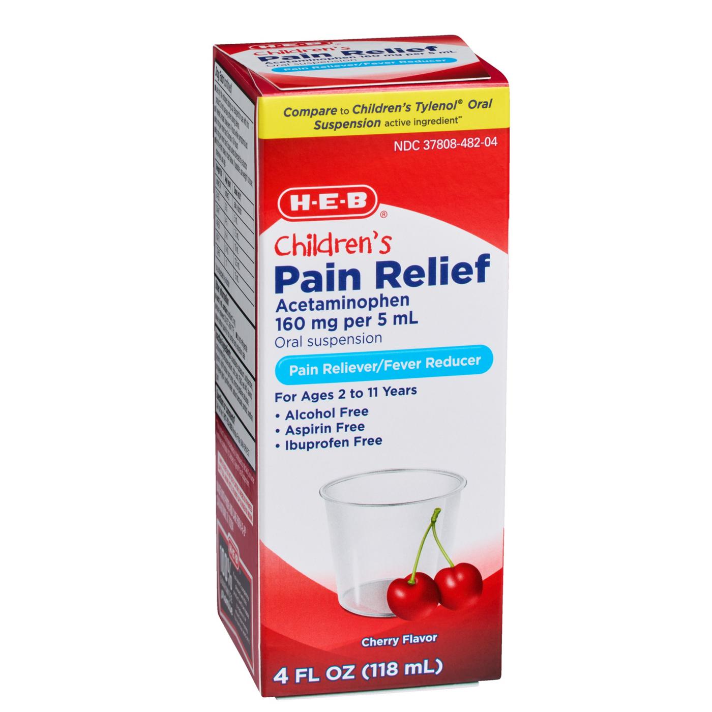 H-E-B Pain Relief Acetaminophen Children's Cherry Flavor; image 3 of 5