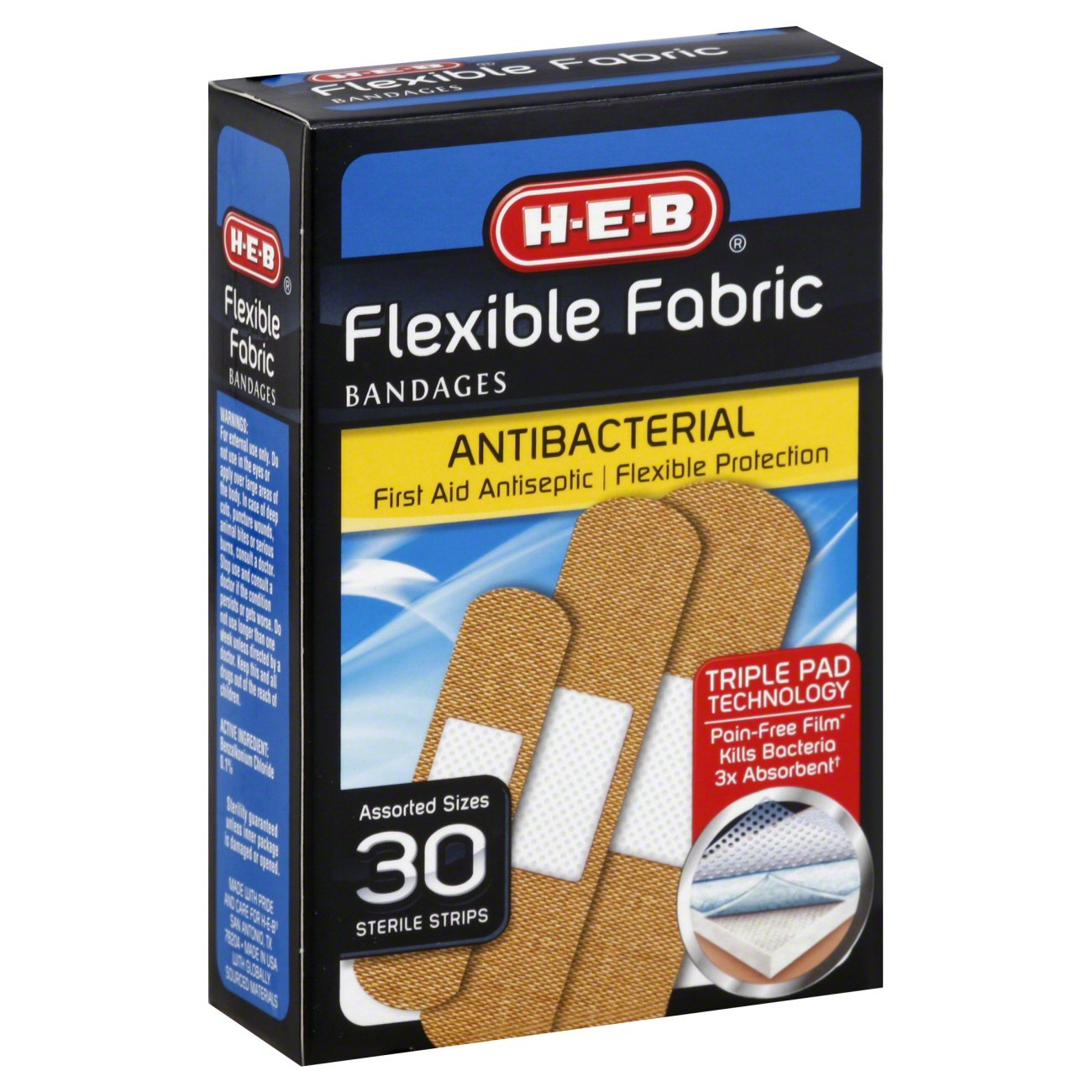 HEB Flexible Fabric Antibacterial Bandages Assorted Sizes Shop