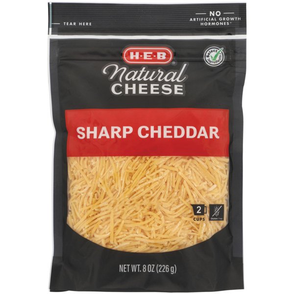 H-E-B Sharp Cheddar Shredded Cheese, 8 oz