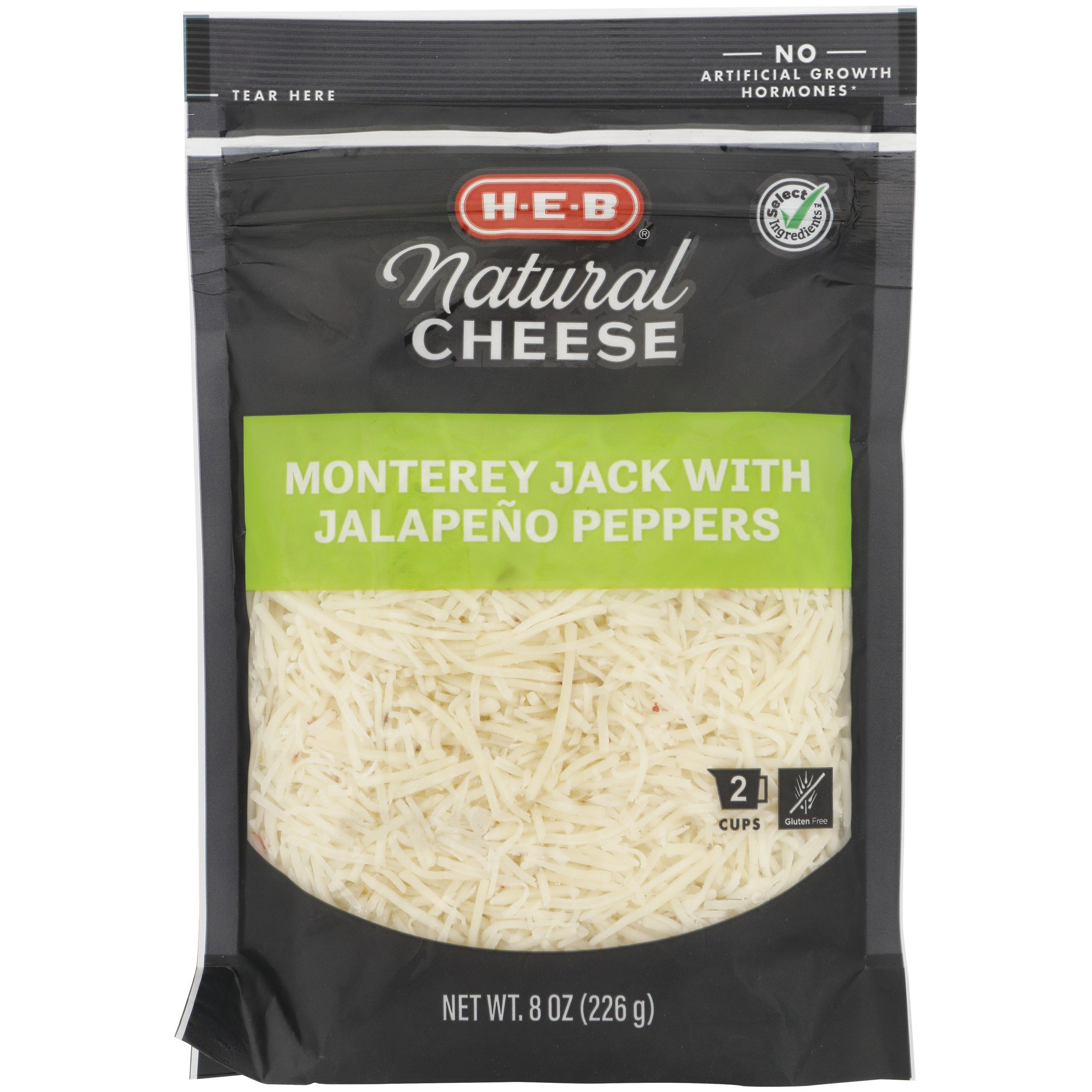 HEB Select Ingredients Monterey Jack with Jalapenos Cheese, Shredded