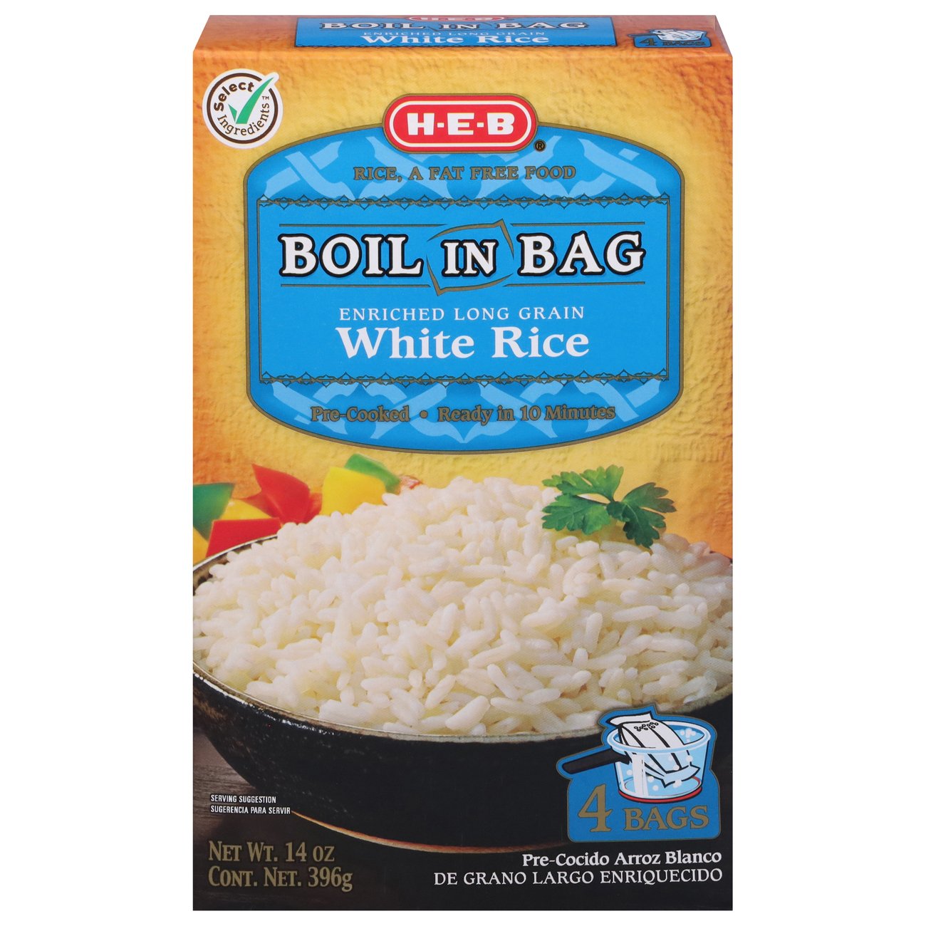 HEB Select Ingredients Boil In Bag Enriched Long Grain White Rice Shop Rice & Grains at HEB