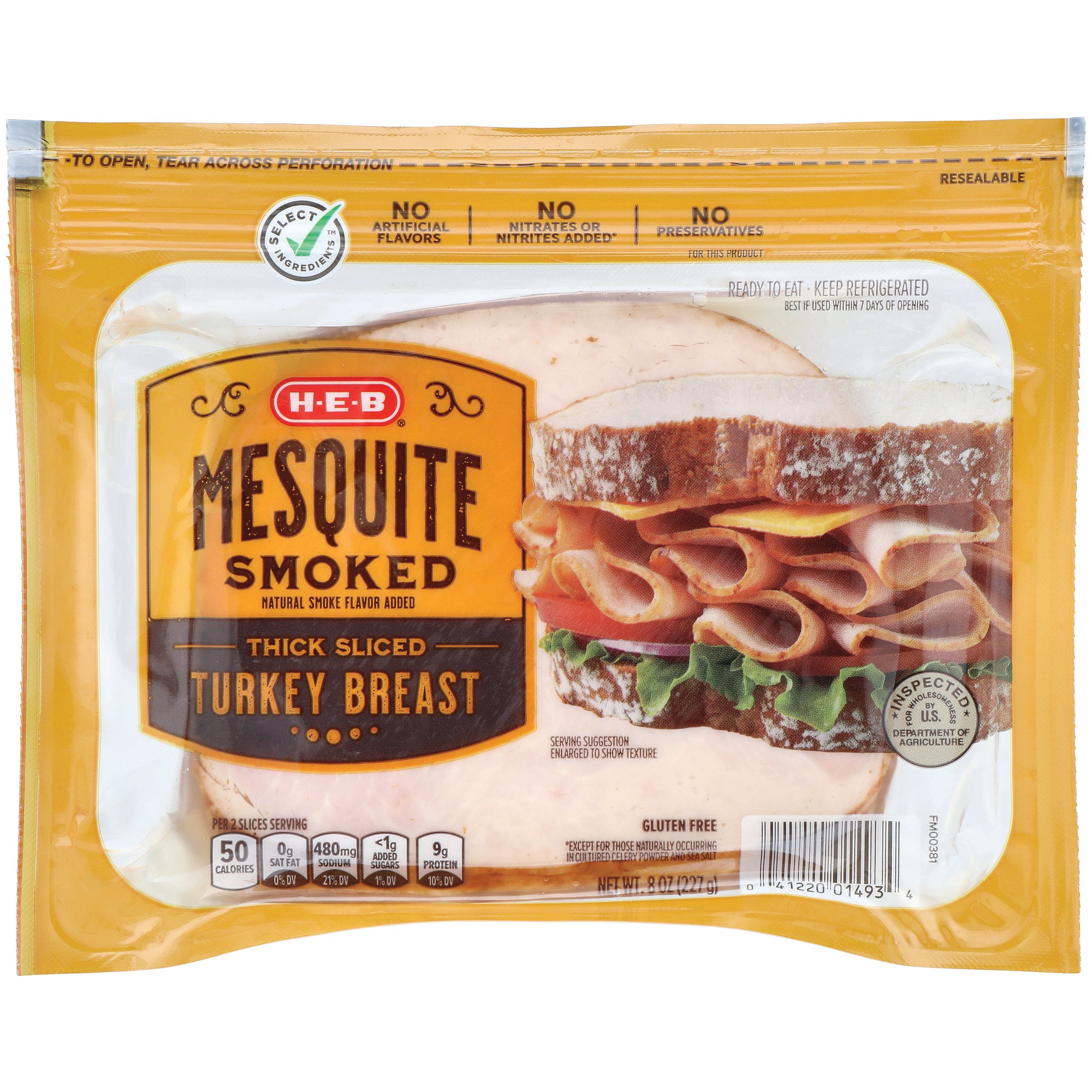 H-E-B Thick-Sliced Mesquite-Smoked Turkey Breast Lunch Meat - Shop Meat ...