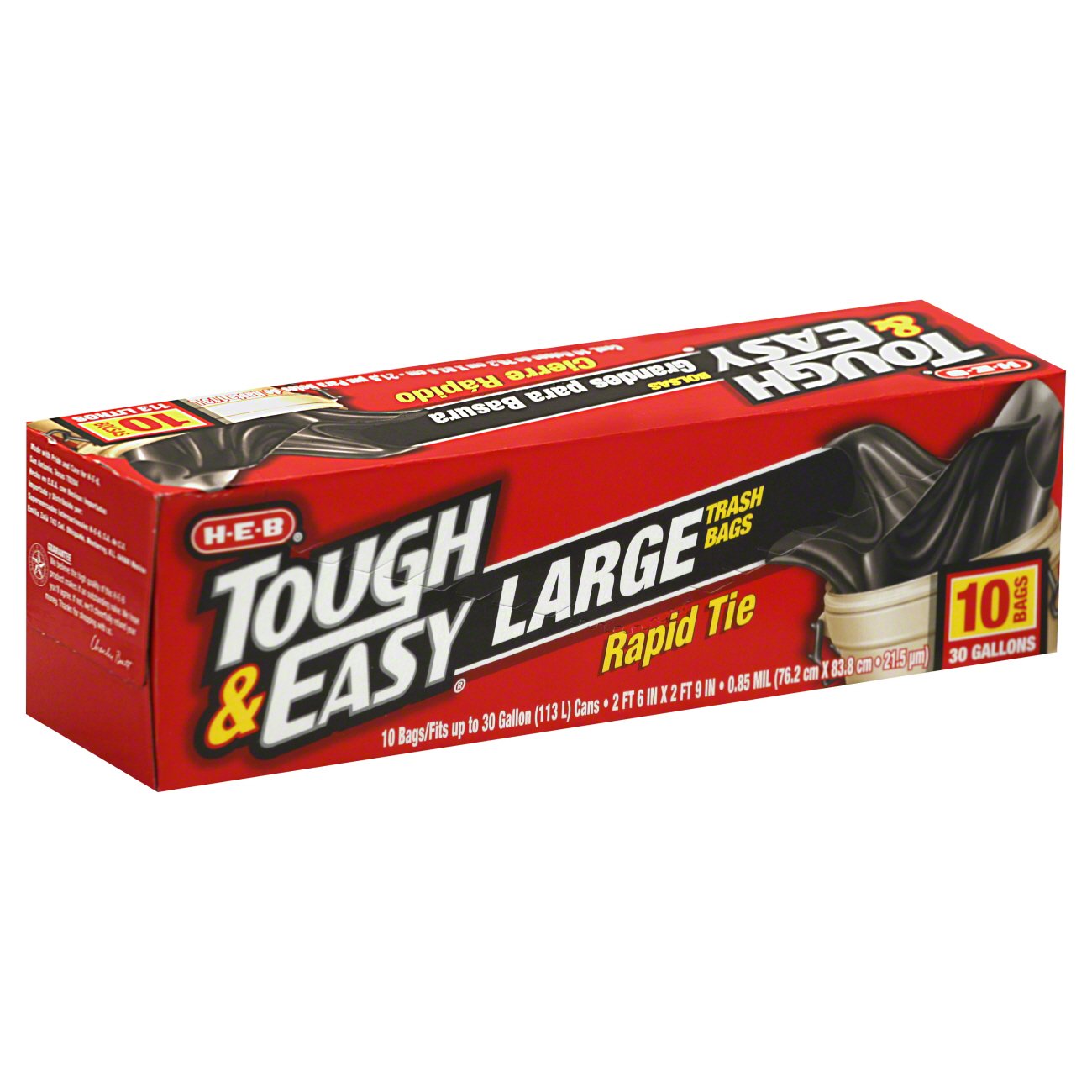 HEB Tough & Easy Large Rapid Tie 30 Gallon Trash Bags Shop Trash