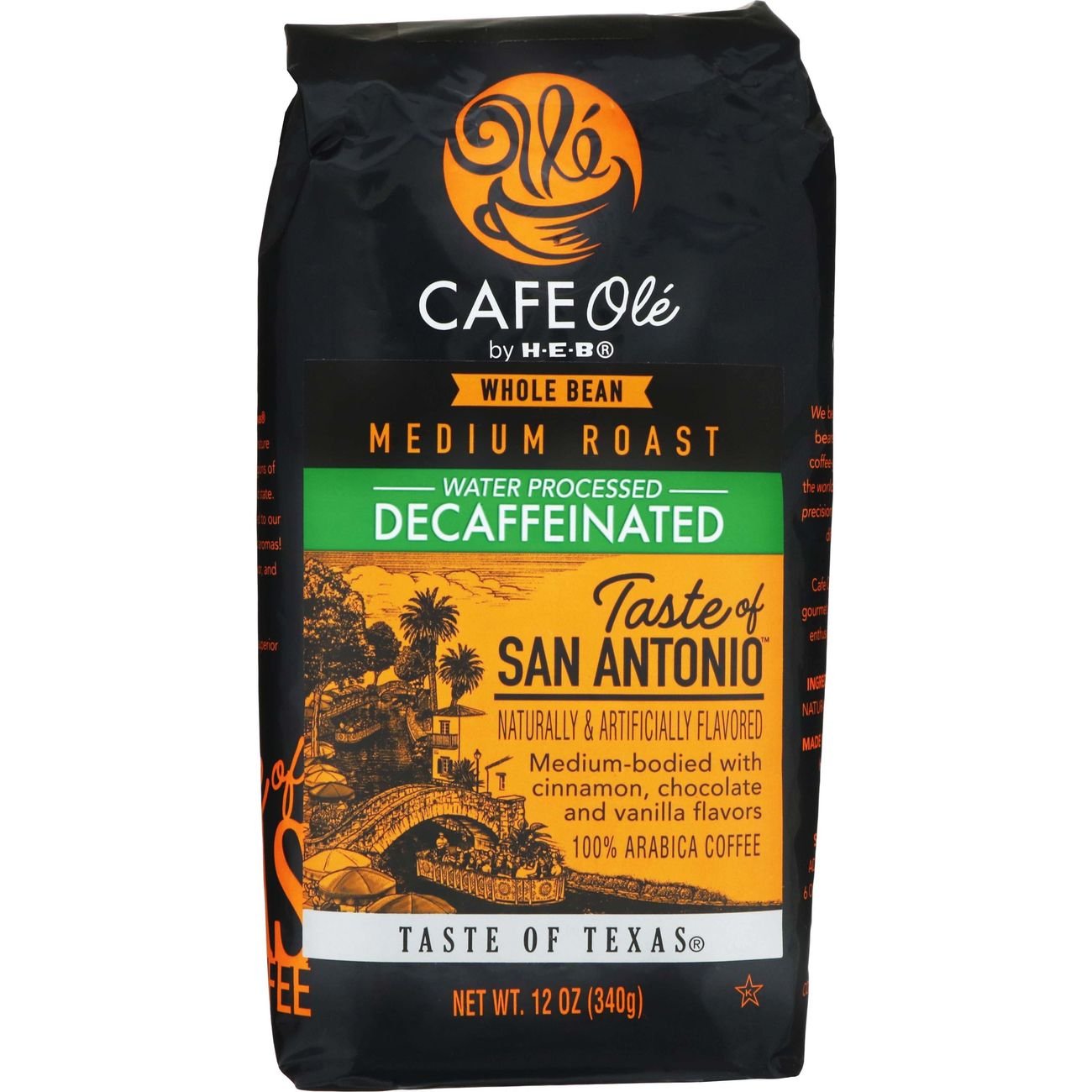 Cafe Ole by HEB Taste of San Antonio Decaf Medium Roast Whole Bean