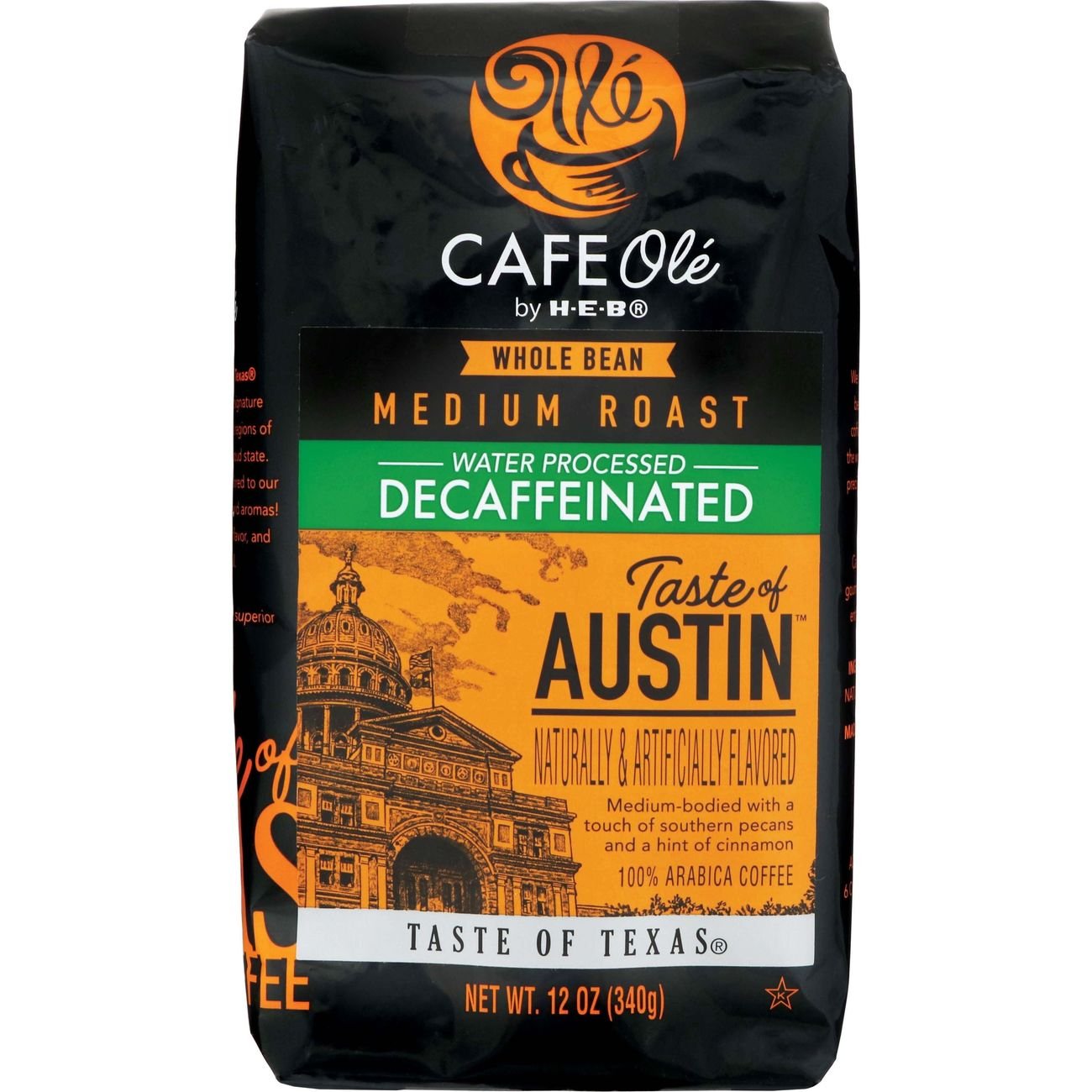 Cafe Ole By H-E-B Taste Of Austin Decaf Medium Roast Whole Bean Coffee ...