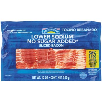 Hill Country Fare Lower Sodium No Sugar Added Sliced Bacon, 12 oz