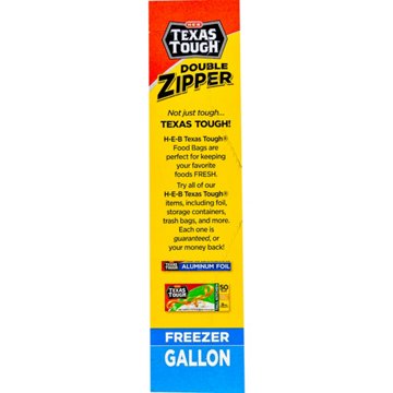 H-E-B Texas Tough Double Zipper Gallon Freezer Bags, 30 ct