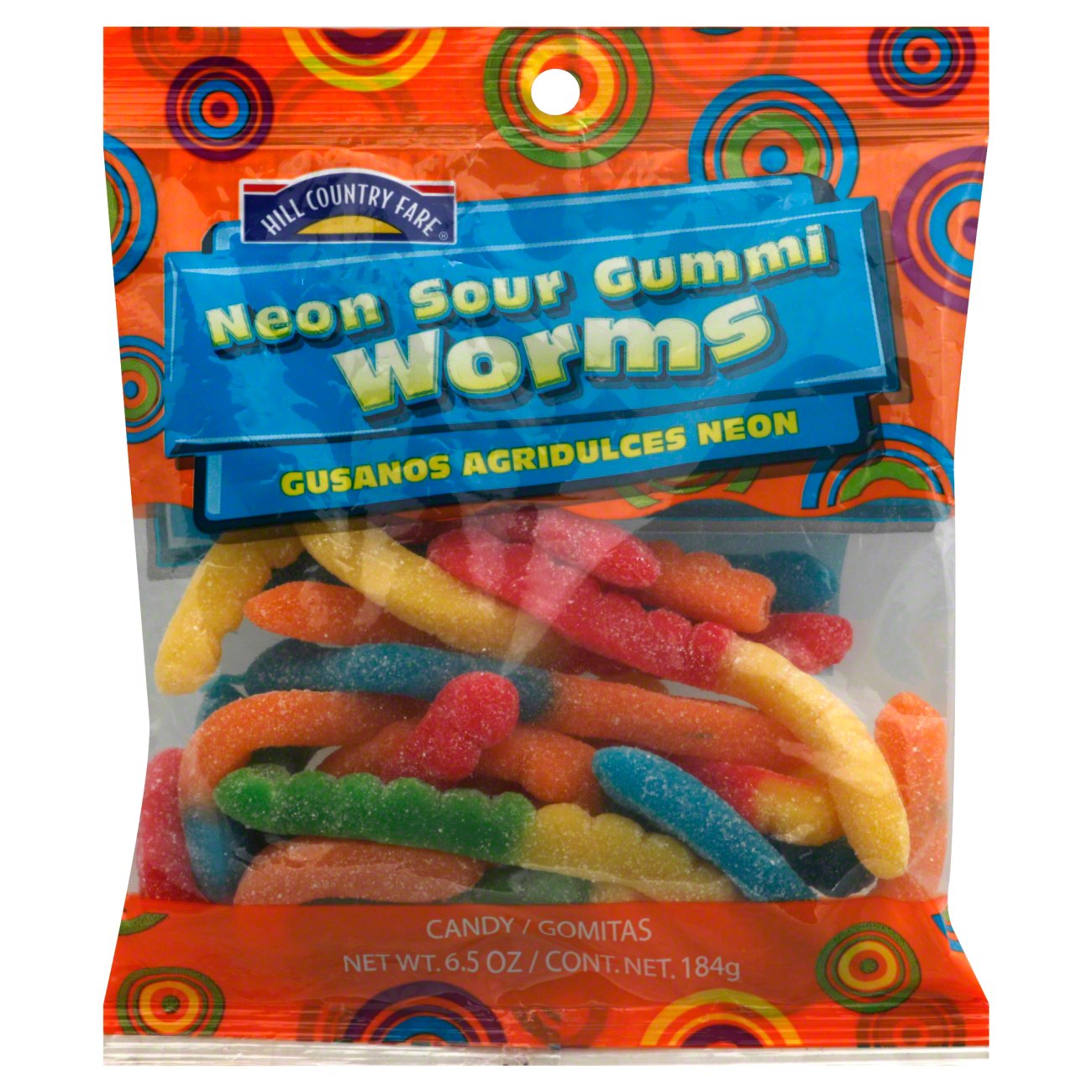 Hill Country Fare Gummi Worms Neon Sour Candy - Shop Candy at H-E-B