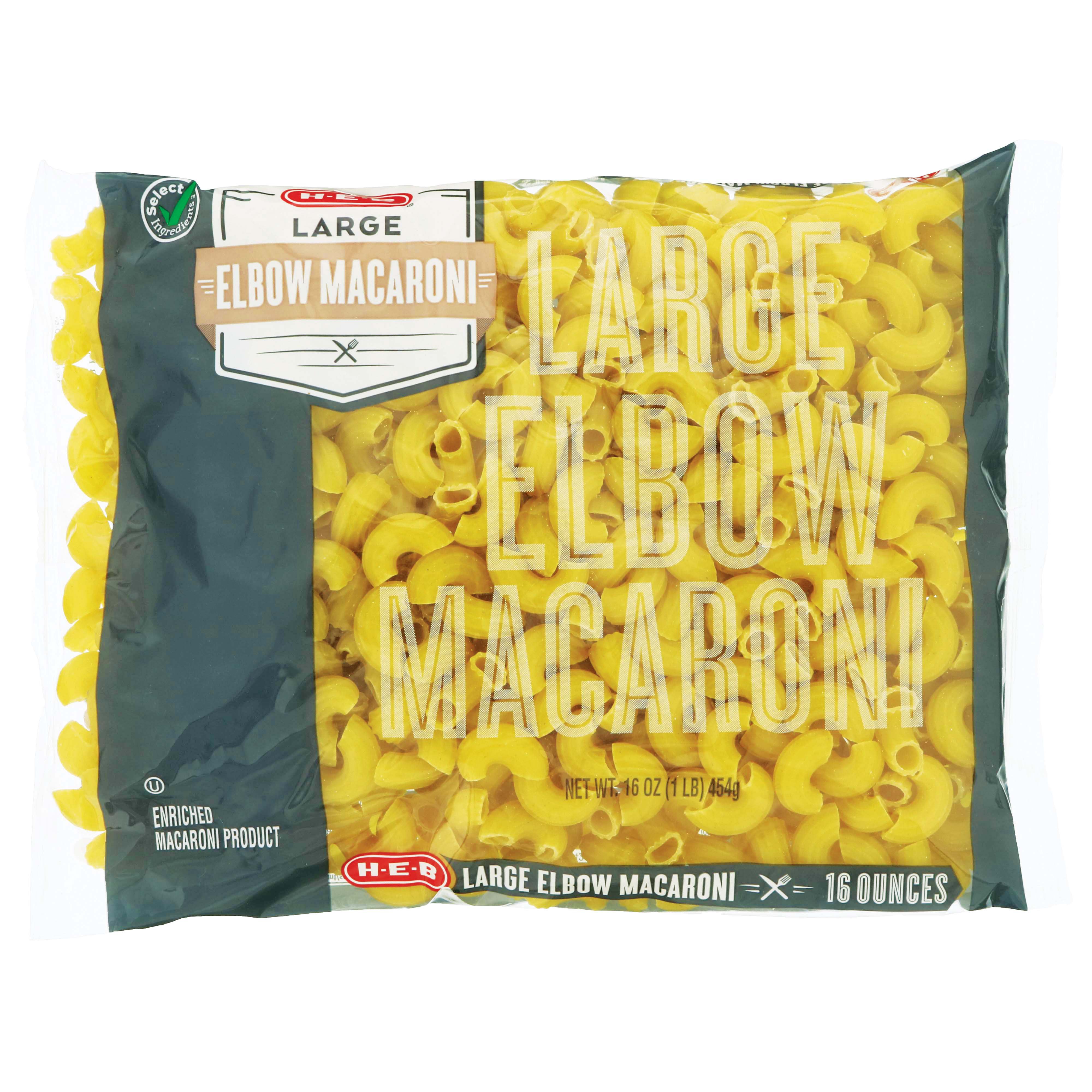 HEB Select Ingredients Large Elbow Macaroni Shop Pasta at HEB