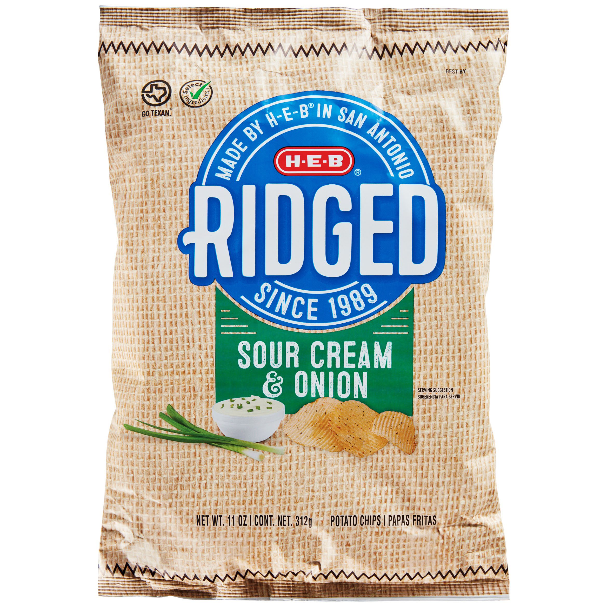 HEB Ridged Sour Cream & Onion Potato Chips Shop Chips at HEB