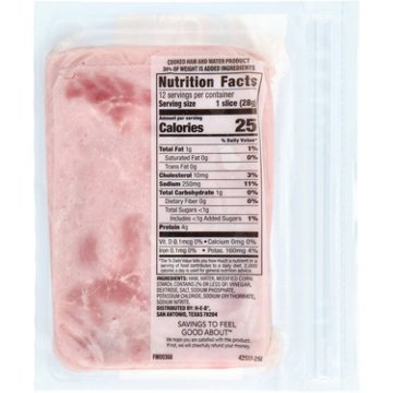 Hill Country Fare Cooked Ham Lunch Meat, 12 oz
