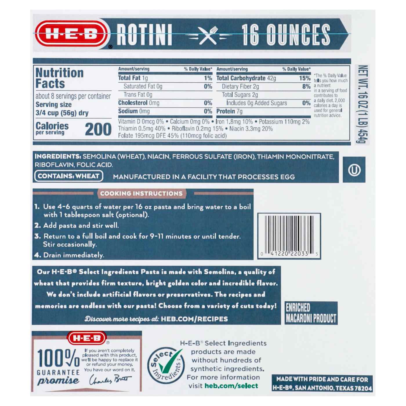 H-E-B Rotini Pasta Noodles; image 2 of 2