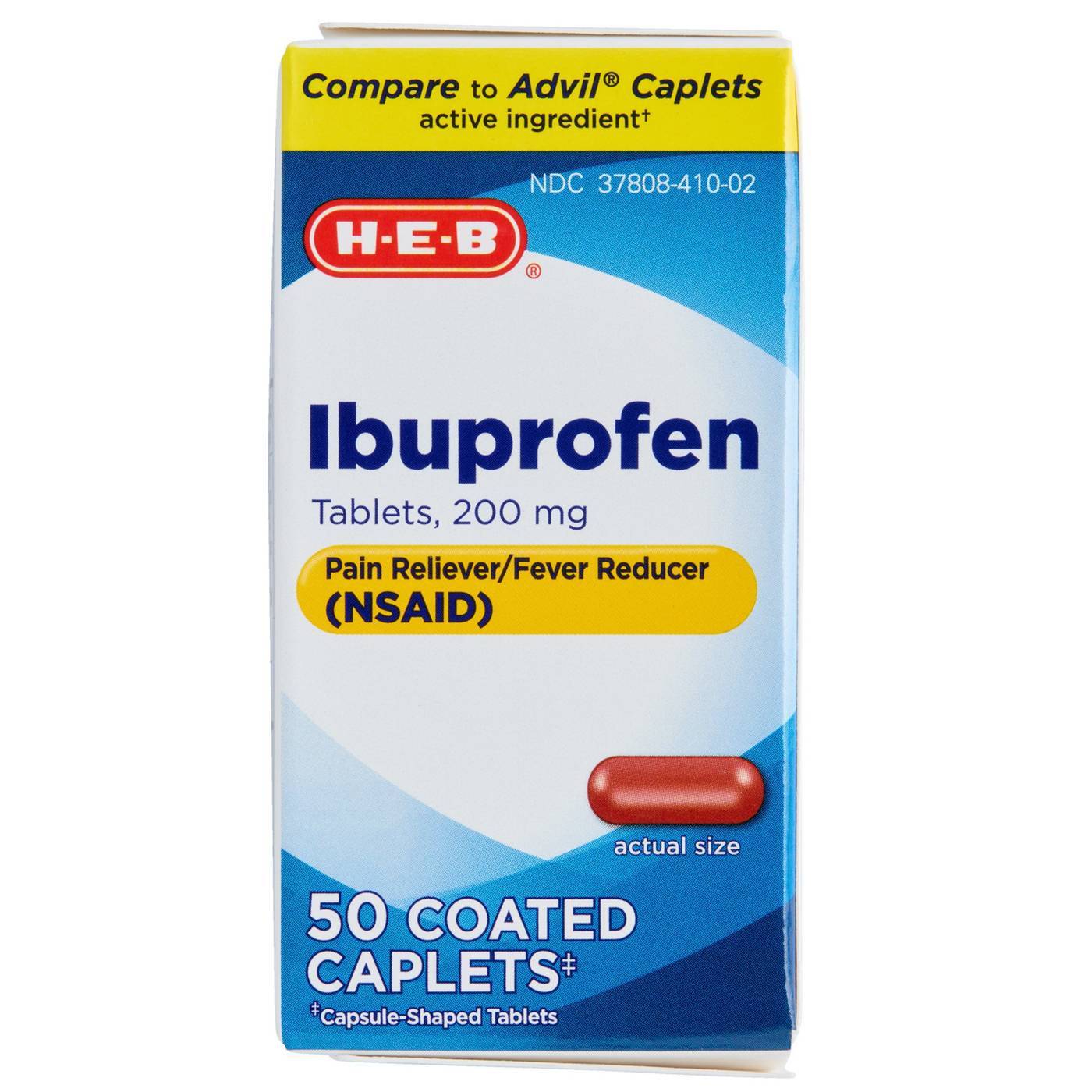 H-E-B Ibuprofen 200 mg Coated Caplets; image 1 of 5