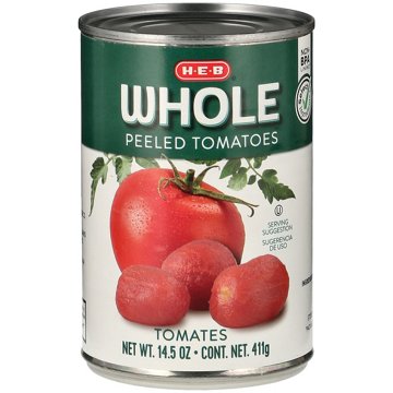 H-E-B Whole Peeled Tomatoes, 14.5 oz