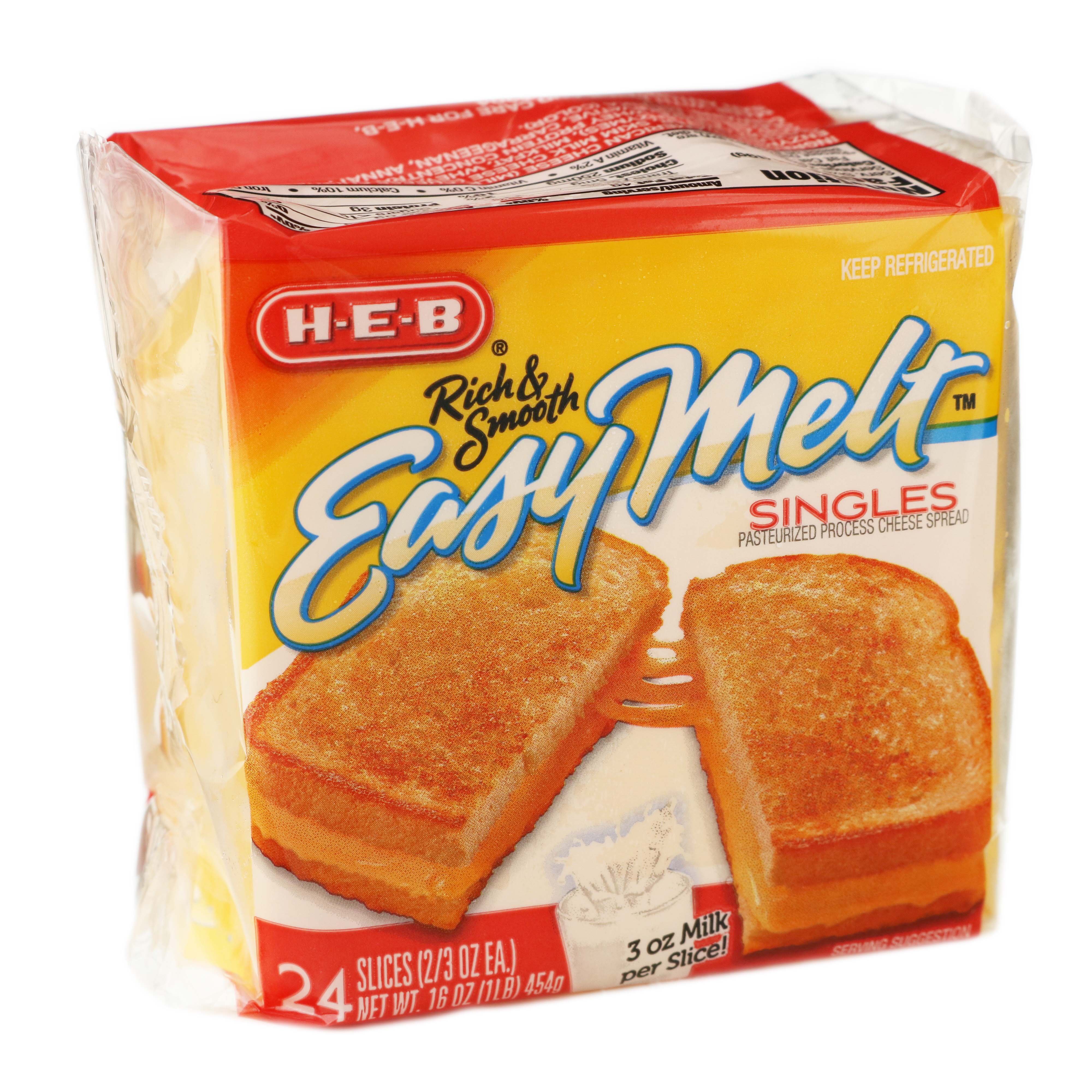 HEB Easy Melt Singles American Sliced Cheese, 24 ct Shop Cheese at