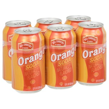 Hill Country Fare Orange Soda 6 pk Cans, 12 oz