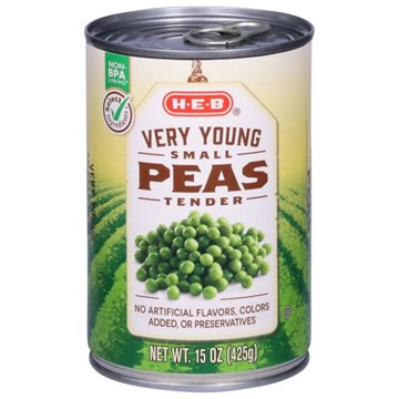 H-E-B Very Young Small Tender Peas, 15 oz