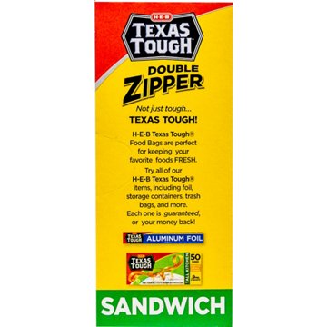 H-E-B Texas Tough Double Zipper Sandwich Bags, 50 ct