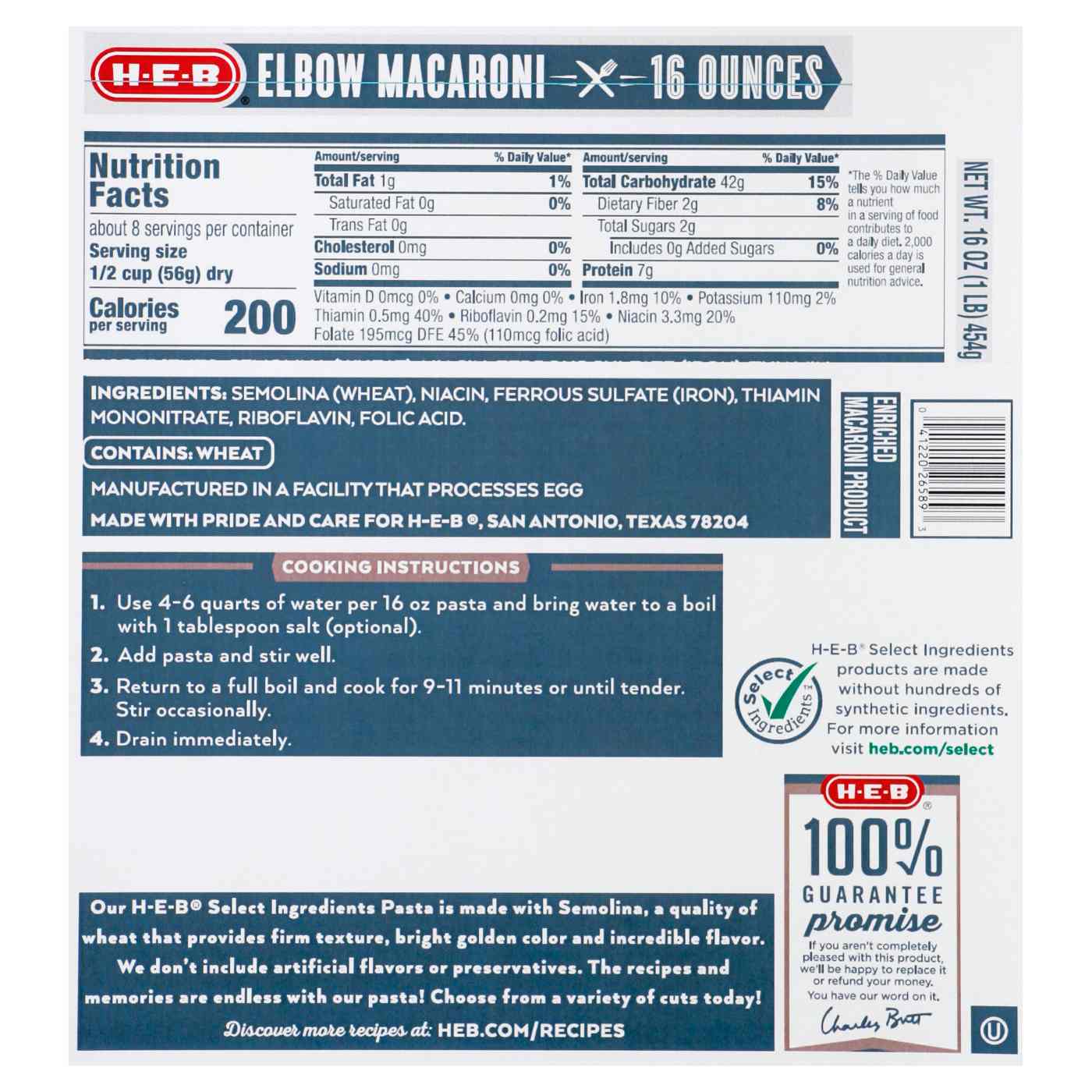 H-E-B Elbow Macaroni; image 2 of 2