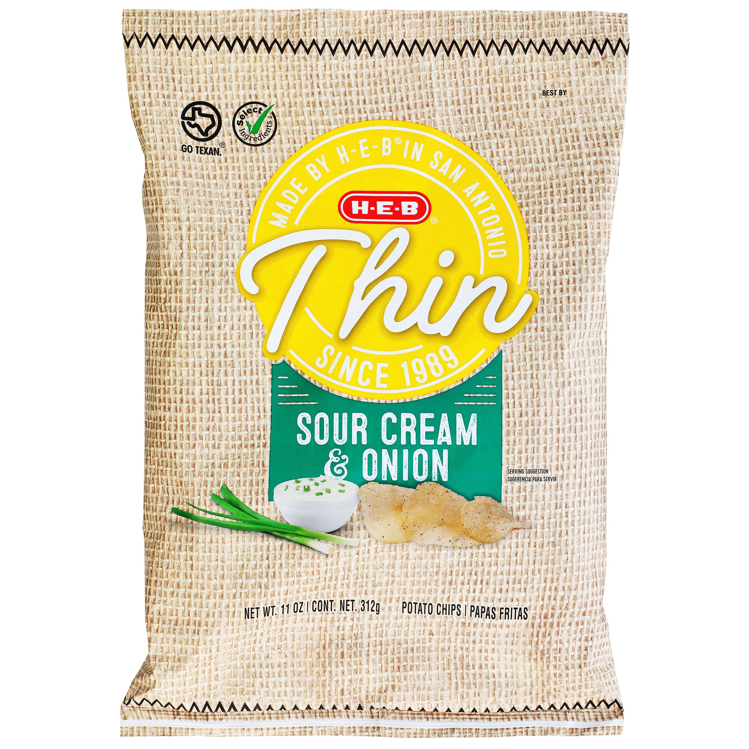 H E B Thin Sour Cream Onion Potato Chips Shop Chips At H E B