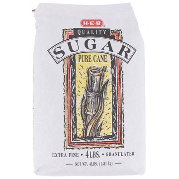 H-E-B Pure Cane Extra Fine Granulated Sugar, 4 lbs