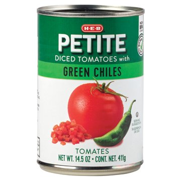 H-E-B Petite Diced Tomatoes with Green Chiles, 14.5 oz