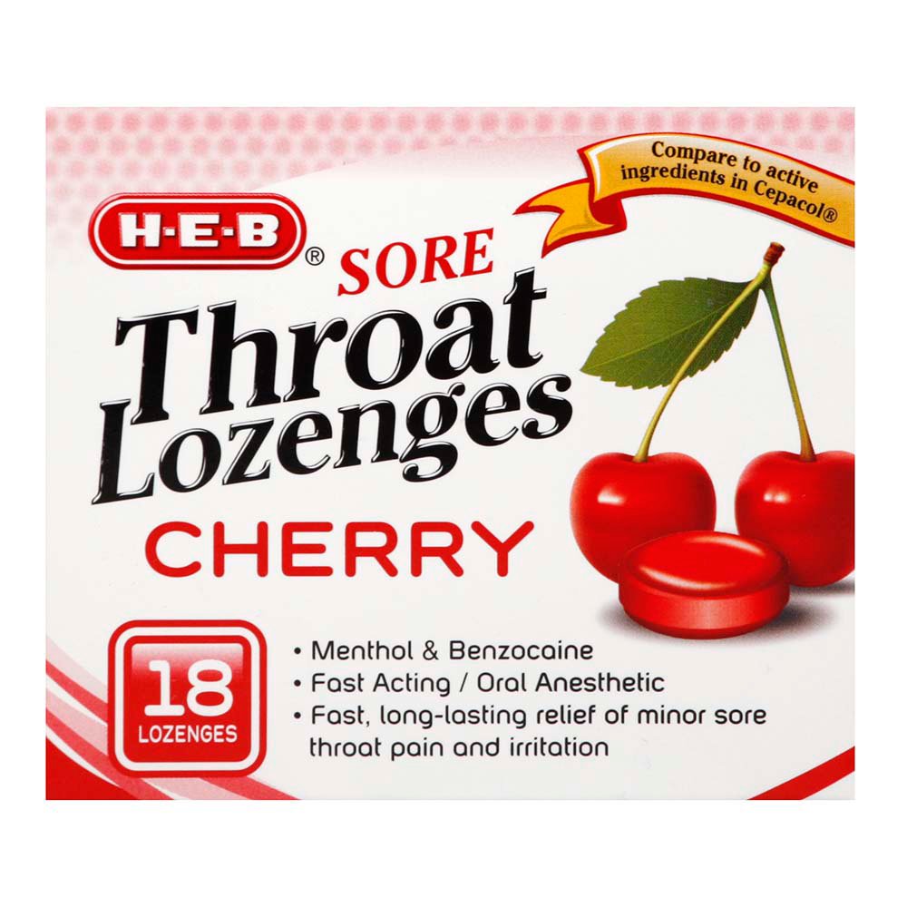 HEB Sore Throat Lozenges Cherry Shop Cough, Cold & Flu at HEB