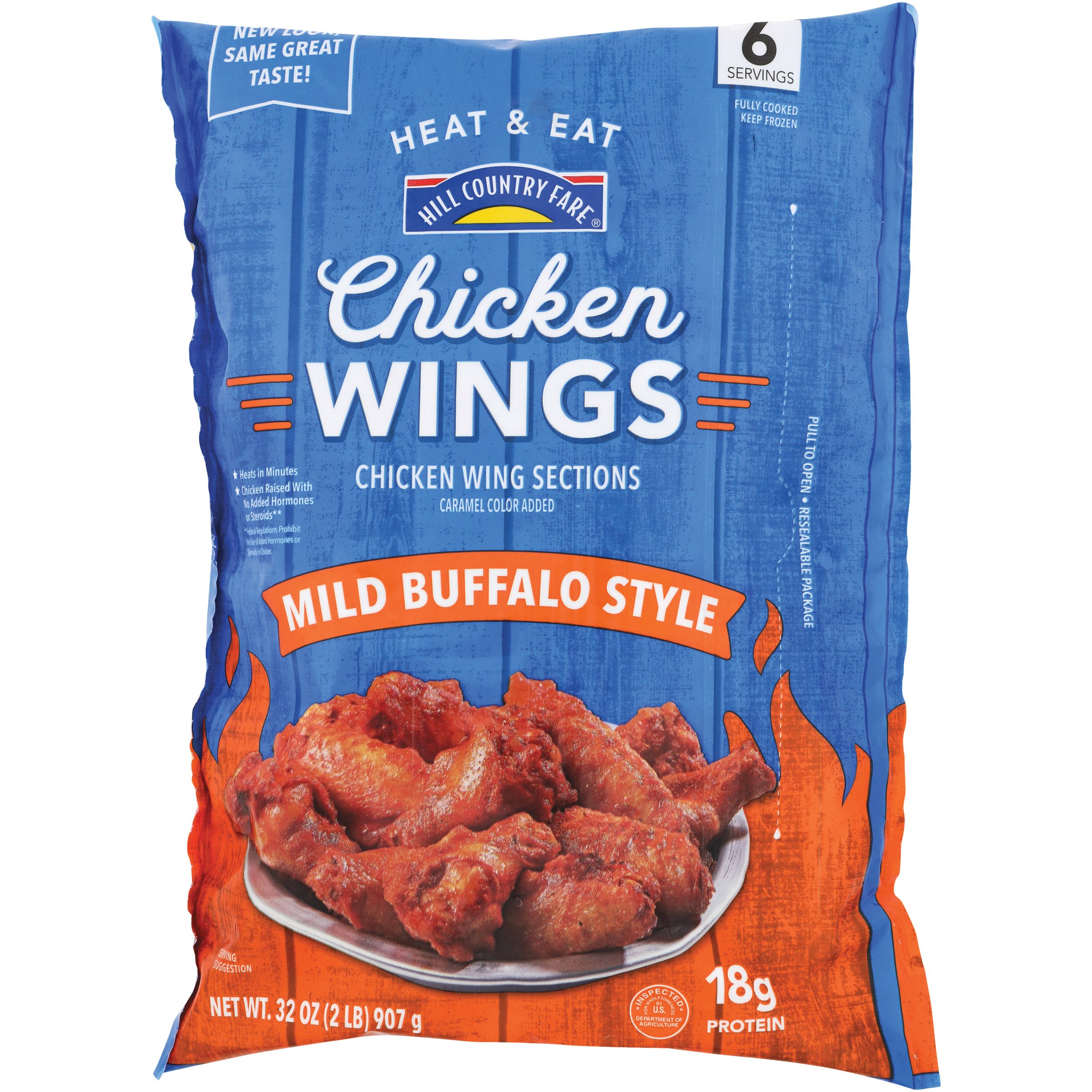 Hill Country Fare Heat & Eat Frozen Chicken Hot Wings - Mild