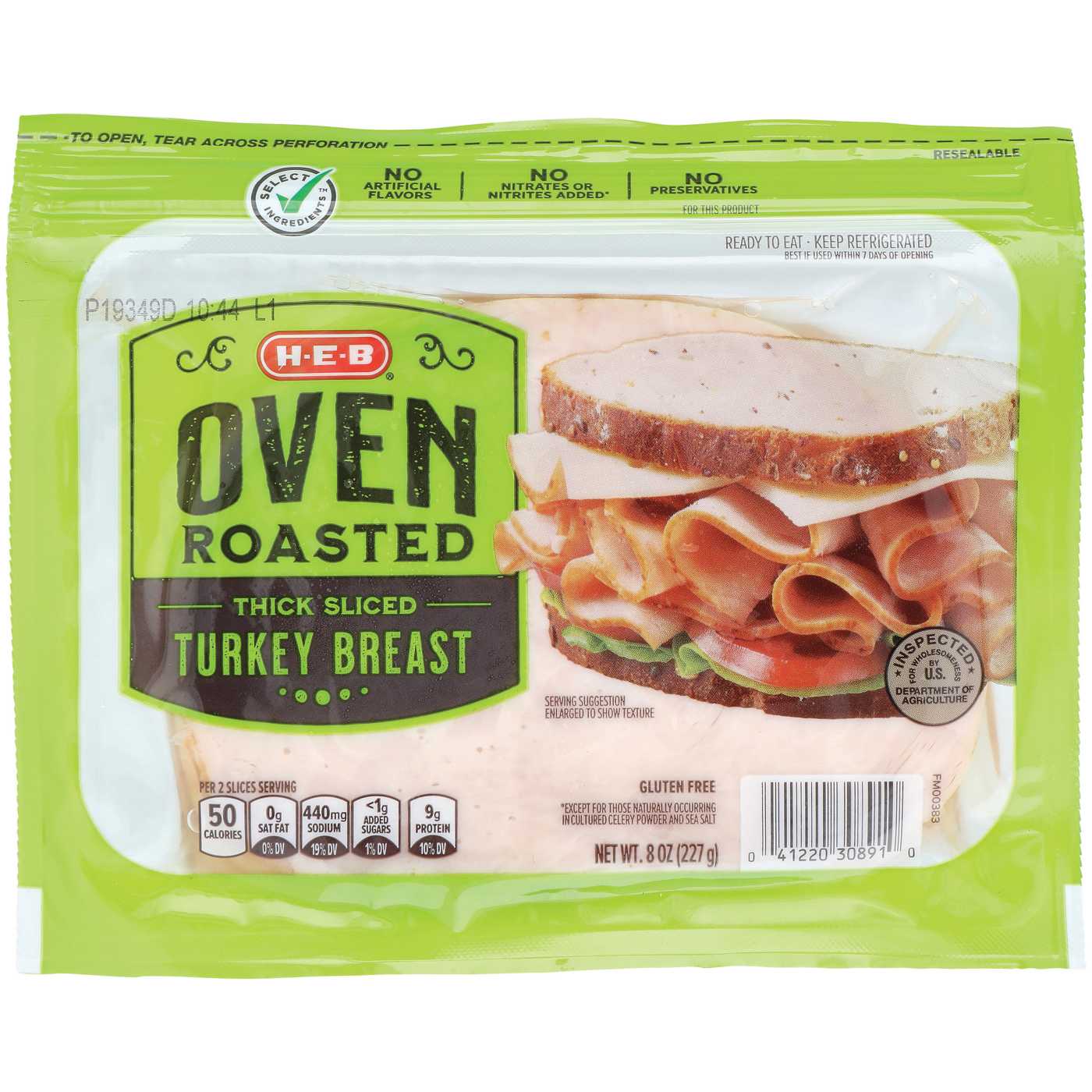 H-E-B Thick-Sliced Oven-Roasted Turkey Breast Lunch Meat; image 1 of 2