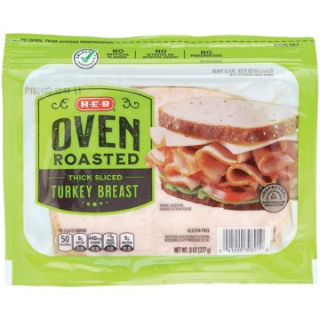 H-E-B Thick-Sliced Oven-Roasted Turkey Breast Lunch Meat, 8 oz