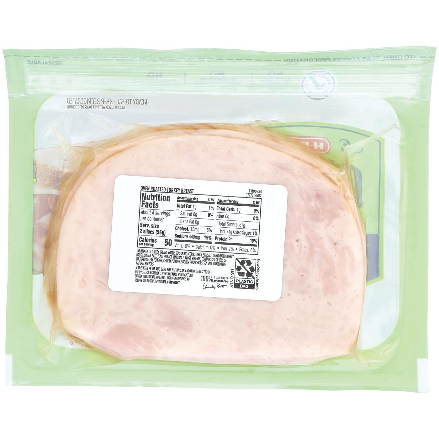 H-E-B Thick-Sliced Oven-Roasted Turkey Breast Lunch Meat; image 2 of 2
