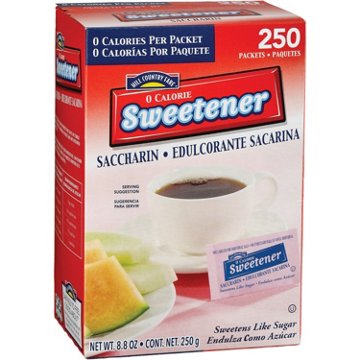 Hill Country Fare Zero Calorie Saccharin Sweetener Packets, 250 ct