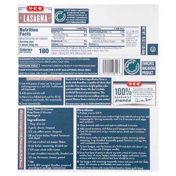 H-E-B Lasagna Noodles, 16 oz