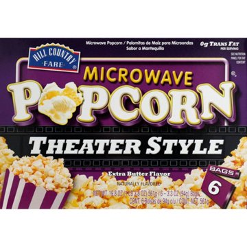 Hill Country Fare Theater Style Extra Butter Flavor Microwave Popcorn, 6 ct