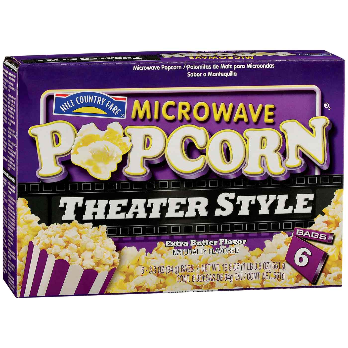 Hill Country Fare Theater Style Extra Butter Flavor Microwave Popcorn; image 2 of 4