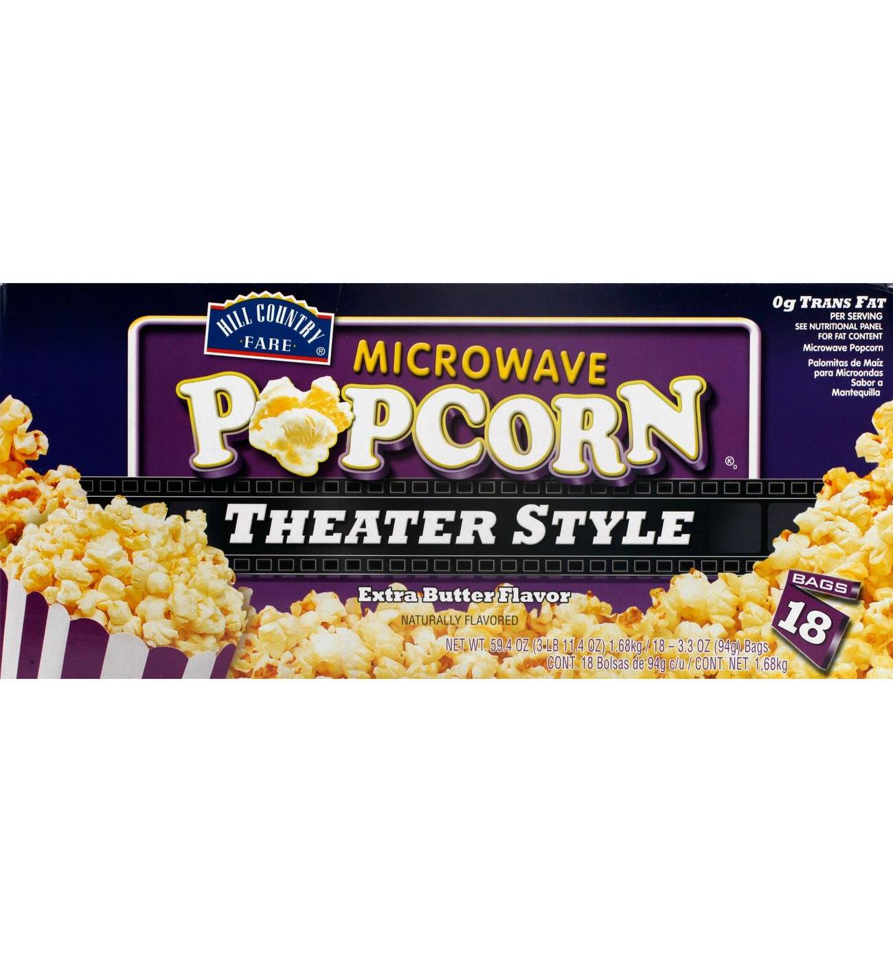 Hill Country Fare Theater Style Extra Butter Flavor Microwave Popcorn; image 1 of 3