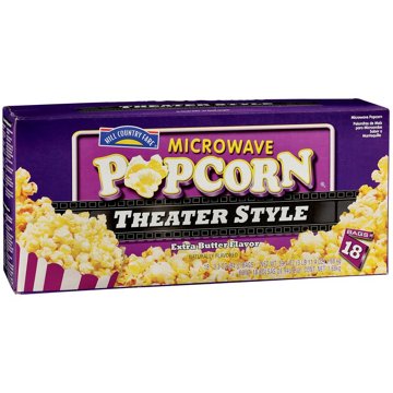 Hill Country Fare Theater Style Extra Butter Flavor Microwave Popcorn, 18 ct