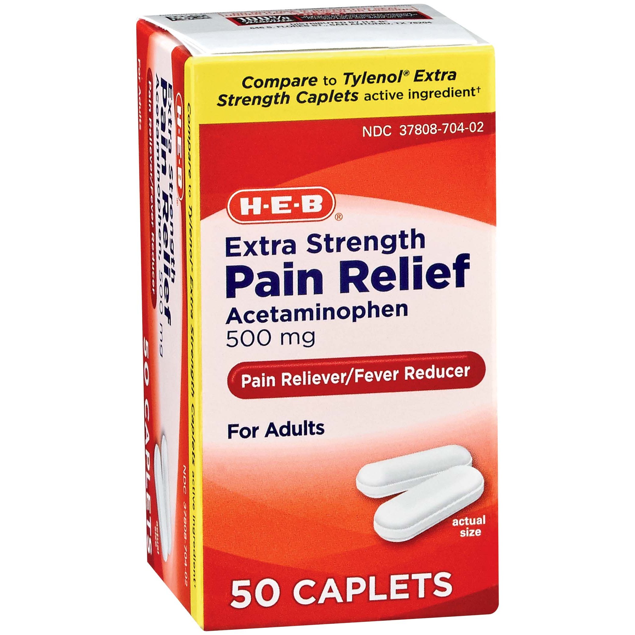 H-E-B Pain Relief Extra Strength 500 Mg Acetaminophen Caplets - Shop Pain  Relievers at H-E-B