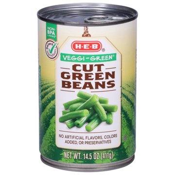 H-E-B Veggi-Green Cut Green Beans, 14.5 oz