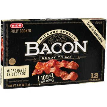 H-E-B Fully Cooked Hickory Smoked Bacon, 2.52 oz