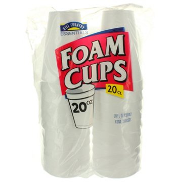 Hill Country Essentials 20 oz Foam Cups, 20 ct