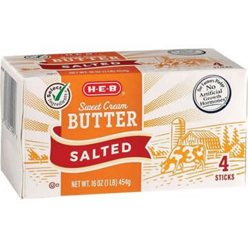 H-E-B Sweet Cream Salted Butter Sticks, 4 ct