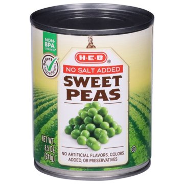 H-E-B No Added Salt Sweet Peas, 8.5 oz