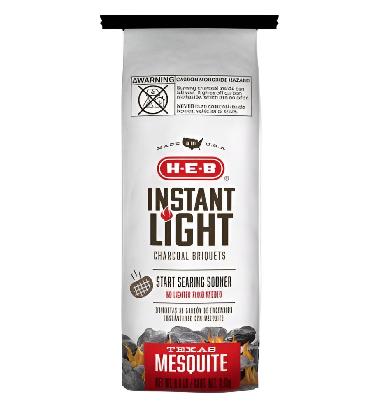 H-E-B Texas Mesquite Instant Light Charcoal Briquets; image 1 of 3