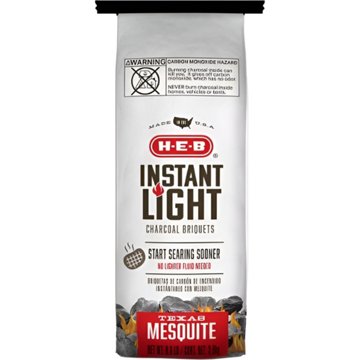 H-E-B Texas Mesquite Instant Light Charcoal Briquets, 8 lb