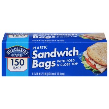 Hill Country Fare Fold Top Sandwich Bags, 150 ct