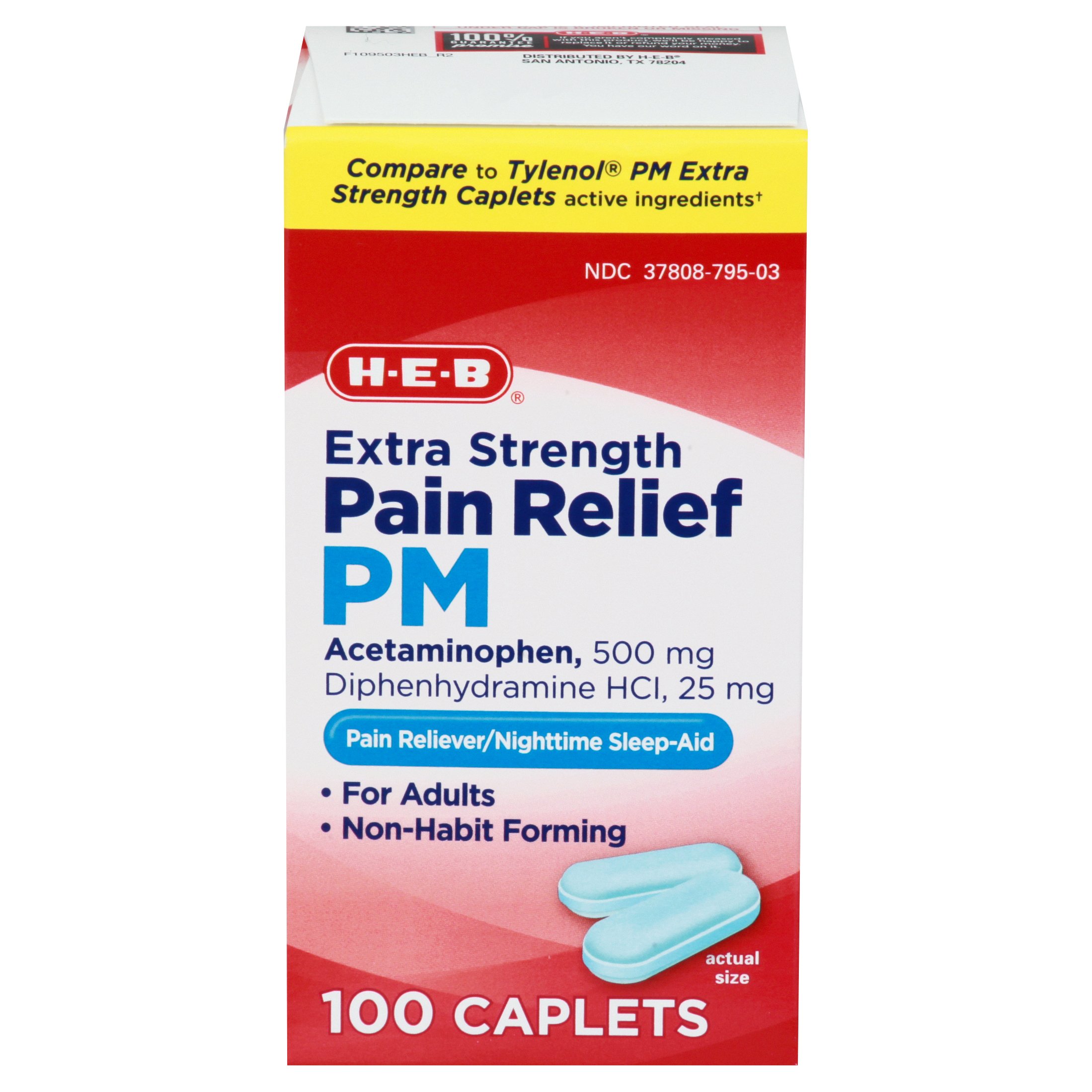 HEB Pain Relief PM Acetaminophen Caplets 500 mg Shop Pain