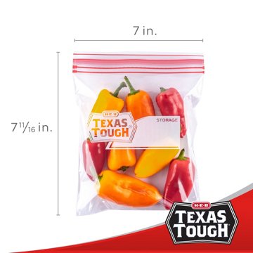 H-E-B Texas Tough Double Zipper Quart Storage Bags, 50 ct